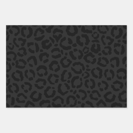 Moderne Minimal Black Leopard Print Geschenkpapier Set (Vorderseite)