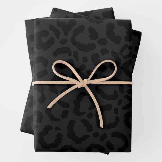 Moderne Minimal Black Leopard Print Geschenkpapier Set (Beispiel)