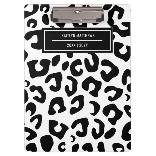 Moderne Minimal Black Leopard Print Klemmbrett (Vorderseite)