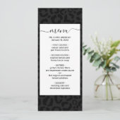 Moderne Minimal Black Leopard Print Menükarte (Stehend Vorderseite)
