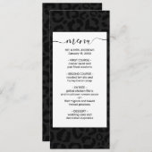 Moderne Minimal Black Leopard Print Menükarte (Vorne/Hinten)