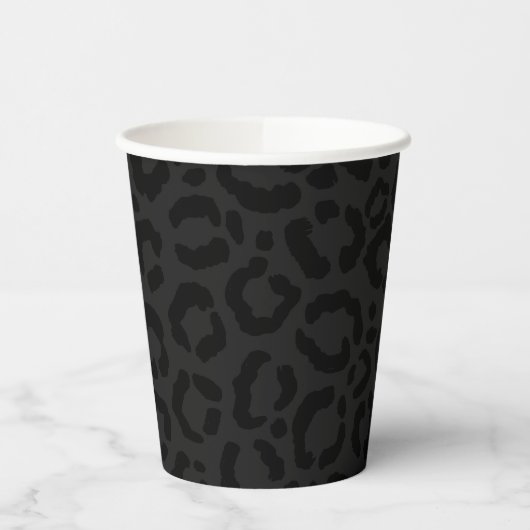 Moderne Minimal Black Leopard Print Pappbecher (Links)