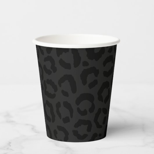Moderne Minimal Black Leopard Print Pappbecher (Vorderseite)