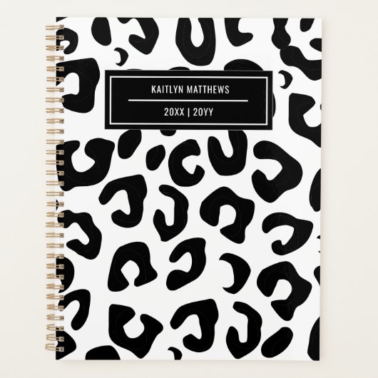 Moderne Minimal Black Leopard Print Planer (Vorderseite)