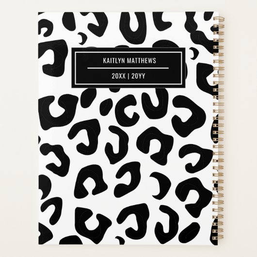 Moderne Minimal Black Leopard Print Planer (Rückseite)