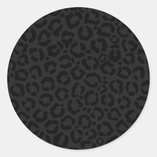 Moderne Minimal Black Leopard Print Runder Aufkleber (Vorderseite)