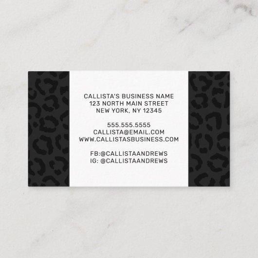 Moderne Minimal Black Leopard Print Treuekarte (Rückseite)