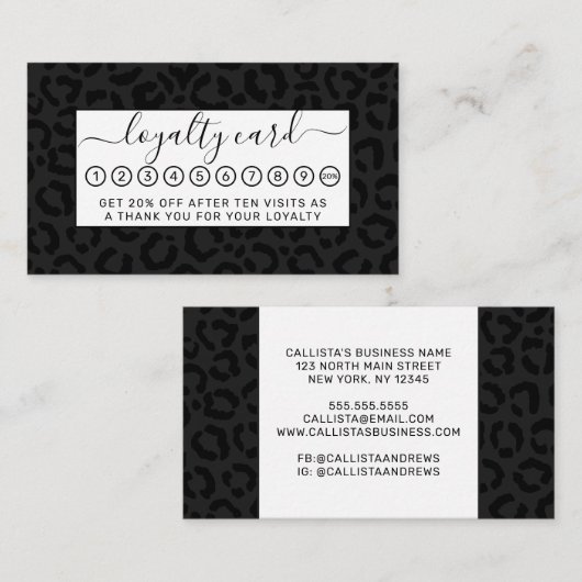 Moderne Minimal Black Leopard Print Treuekarte (Vorne/Hinten)