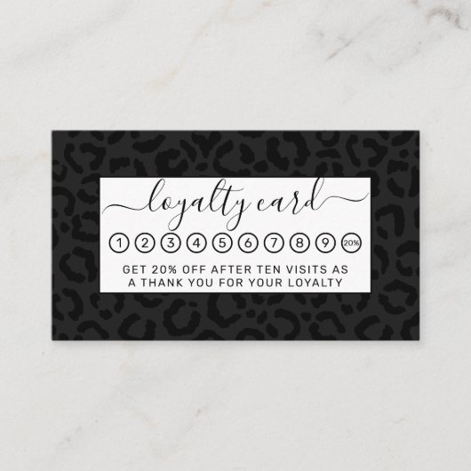 Moderne Minimal Black Leopard Print Treuekarte (Vorderseite)