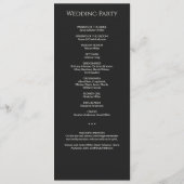 Moderne Minimal Black Noir Hochzeitsfeier Programm (Rückseite)