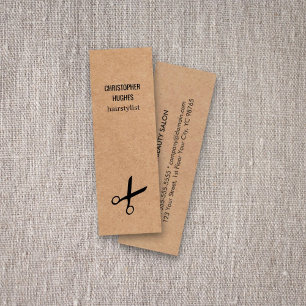 Moderne Minimal Black Scissor Kraft Papierhaar Mini Visitenkarte