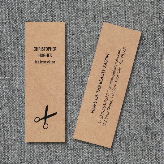 Moderne Minimal Black Scissor Kraft Papierhaar Mini Visitenkarte