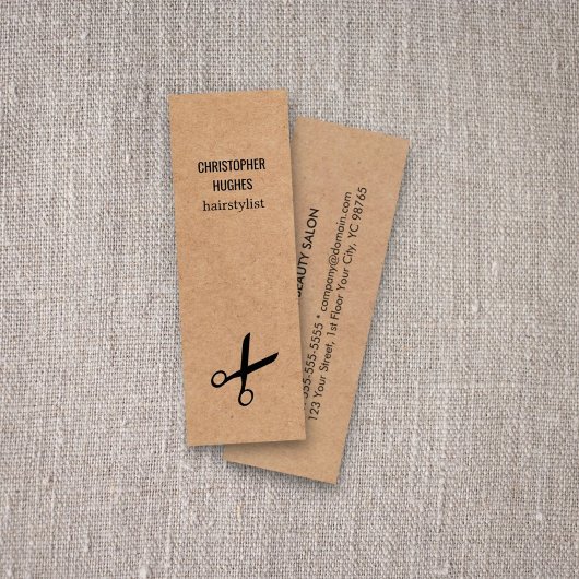 Moderne Minimal Black Scissor Kraft Papierhaar Mini Visitenkarte
