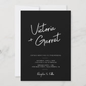 Moderne Minimal Black Script Foto Hochzeit Einladung (Vorderseite)