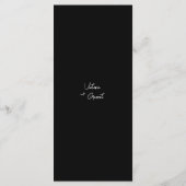 Moderne Minimal Black Script Wedding Menükarte (Rückseite)