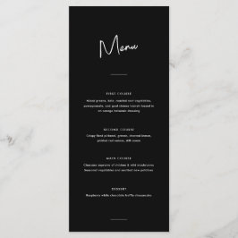 Moderne Minimal Black Script Wedding Menükarte