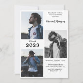 Moderne Minimal Black&White Foto Graduierungsparty Einladung (Rückseite)