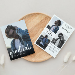 Moderne Minimal Black&White Foto Graduierungsparty Einladung
