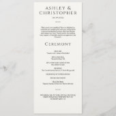Moderne Minimal Black & White Hochzeit Programm (Vorderseite)