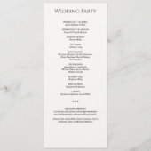 Moderne Minimal Black & White Hochzeit Programm (Rückseite)