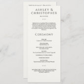 Moderne Minimal Black & White Hochzeit Programm (Vorne/Hinten)