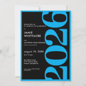 Moderne Minimal Blaue Typografie Abschlussfeier Einladung (Vorderseite)