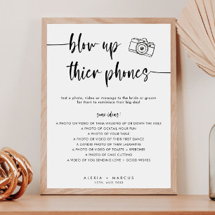 Moderne Minimal-Blow-up ihre Telefone Hochzeitszei Poster