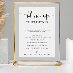Moderne Minimal-Blow-up ihre Telefone Hochzeitszei Poster