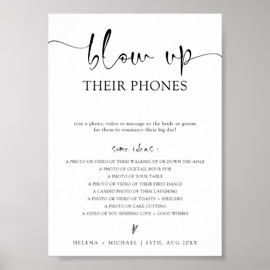 Moderne Minimal-Blow-up ihre Telefone Hochzeitszei Poster (Vorne)