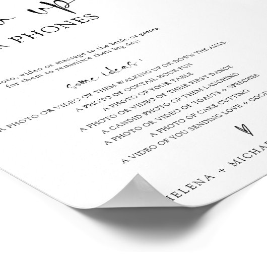 Moderne Minimal-Blow-up ihre Telefone Hochzeitszei Poster (Ecke)