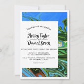 Moderne Minimal Blue Green Abstrakt Artist Wedding Einladung (Vorderseite)