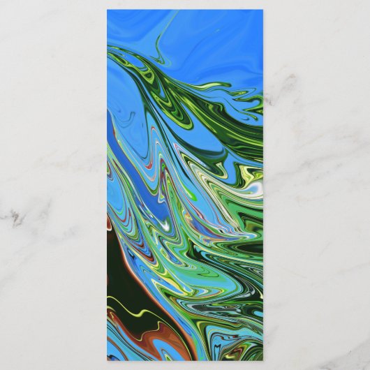 Moderne Minimal Blue Green Abstrakt Artist Wedding Menükarte (Rückseite)