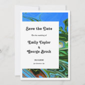 Moderne Minimal Blue Green Abstrakt Artist Wedding Save The Date (Vorderseite)