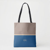 Moderne Minimal Blue Monogram Initials Tasche (Vorderseite)