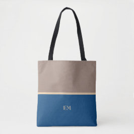 Moderne Minimal Blue Monogram Initials Tasche