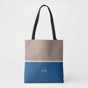 Moderne Minimal Blue Monogram Initials Tasche