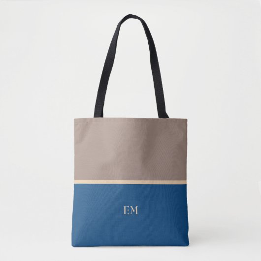 Moderne Minimal Blue Monogram Initials Tasche (Vorderseite)