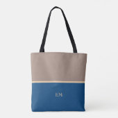 Moderne Minimal Blue Monogram Initials Tasche (Rückseite)