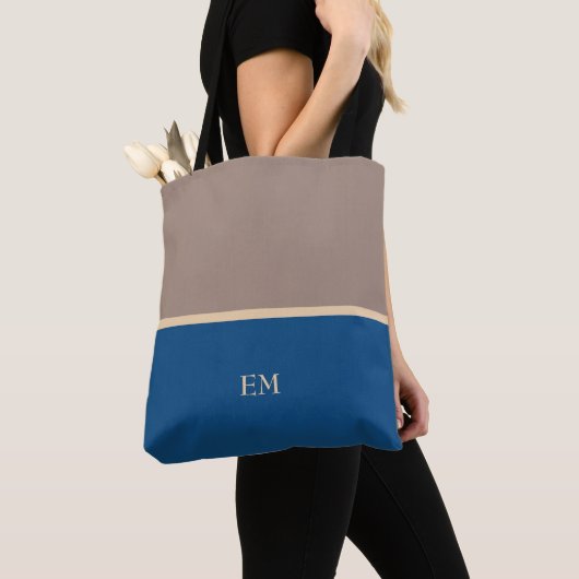 Moderne Minimal Blue Monogram Initials Tasche (Von Nahem)