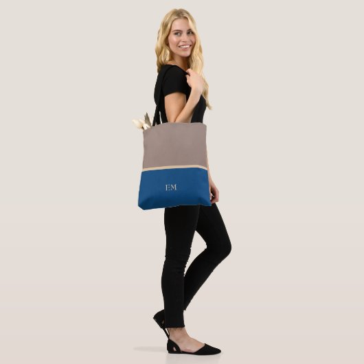 Moderne Minimal Blue Monogram Initials Tasche (Am Model)