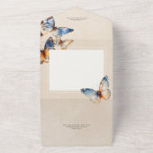 Moderne Minimal Blue & Rust Butterfels Tan QR Code All In One Einladung (Außenbereich)