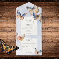 Moderne Minimal Blue & Rust Schmetterlinge Kein Ab