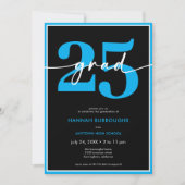 Moderne Minimal Blue Script Graduation Party Einladung (Vorderseite)