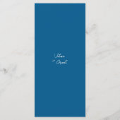 Moderne Minimal Blue Script Wedding Menükarte (Rückseite)