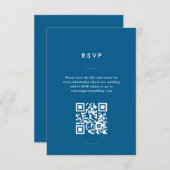 Moderne Minimal Blue Script Wedding RSVP Karte (Vorne/Hinten)