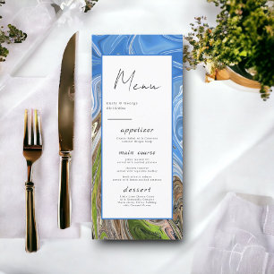 Moderne Minimal Blue Sky Whimsical Abstrakt Weddin Menükarte