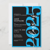 Moderne Minimal Blue Typografy Graduation Party Einladung (Vorderseite)