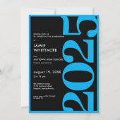 Moderne Minimal Blue Typografy Graduation Party Einladung (Vorderseite)