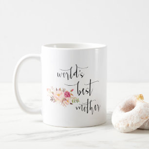 Moderne Minimal Blush Blumenwelt als beste Mutter Kaffeetasse