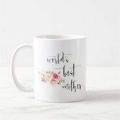 Moderne Minimal Blush Blumenwelt als beste Mutter Kaffeetasse (Links)